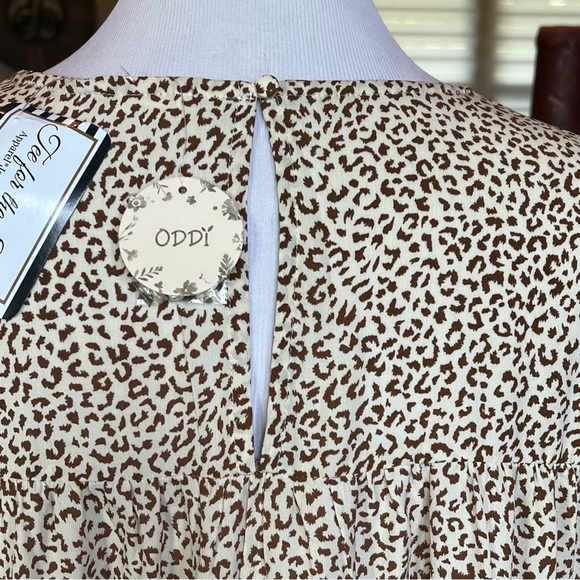 NWT $42 ODDI ODDY Size 1XL 1XLarge 1X Plus Leopard Floral Embroidered Top Blouse - Picture 8 of 13